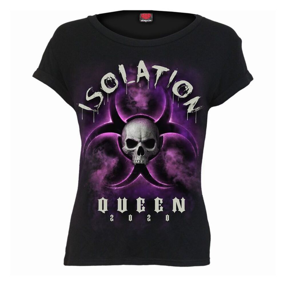 Spiral Womens/Ladies Isolation Queen Boat Neck Capped Sleeved T-Shirt / Black